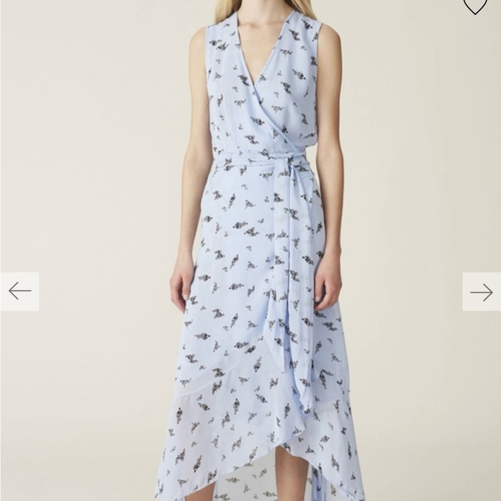 Ganni Blue High Low Sundress V-Neck Sleeveless